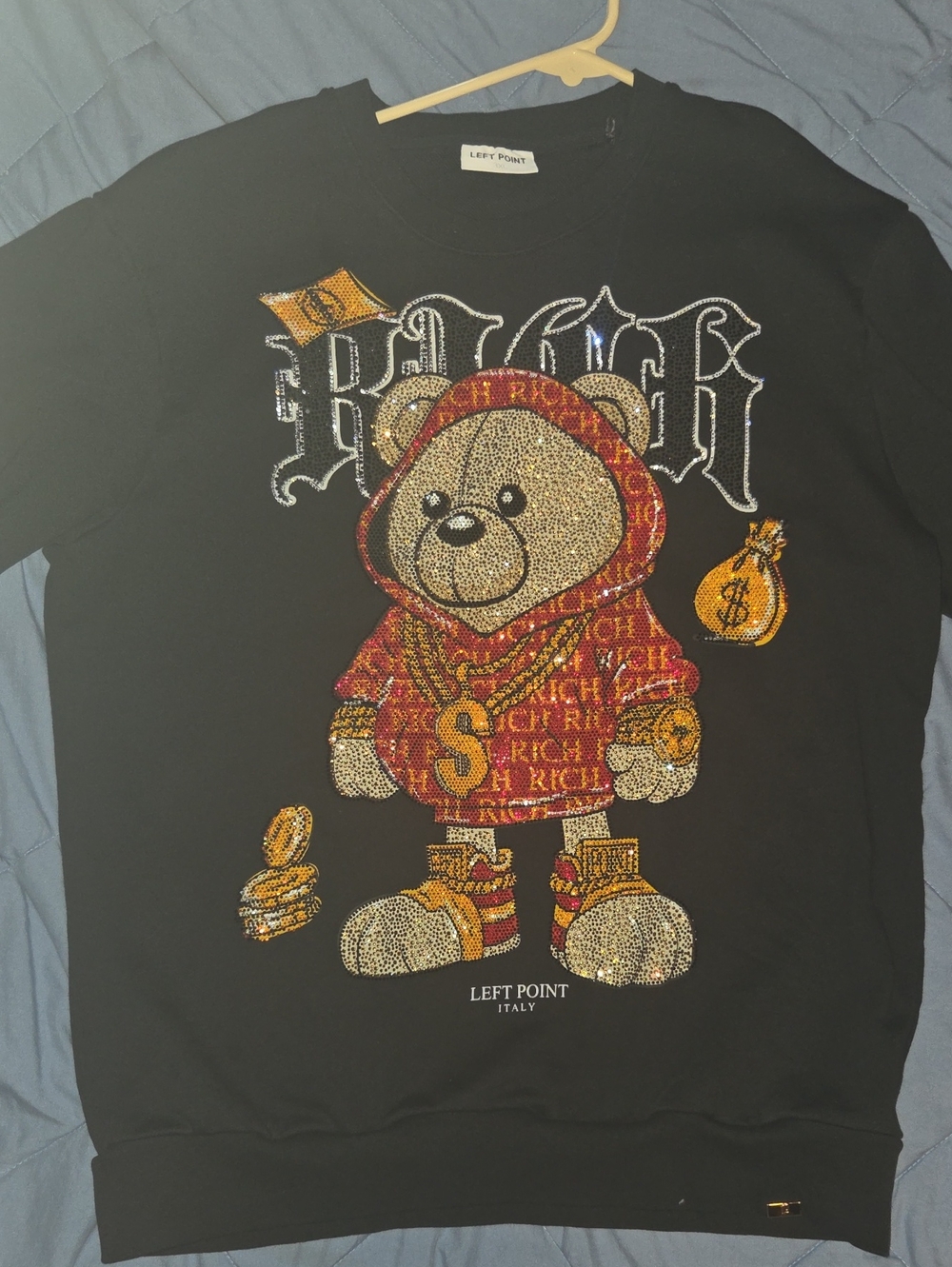 Offical Black LEFT POINT Swear Shitt!!  Bran New Tedd Graphic Sweatshirt